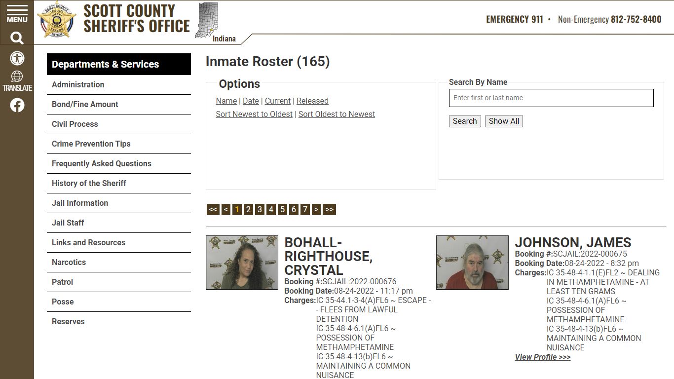 Inmate Roster (168) - Scott County Sheriff